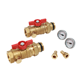 R259DST — Küresel vana çifti, dişi-erkek rakor bağlantılı