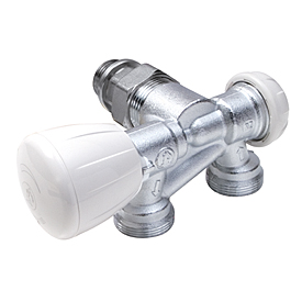 R358M1 — Termostatik opsiyonlu mikrometrik köşe vana, tek borulu sistemler için