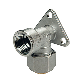 R572AM — Duvar destekli 90° dirsek bağlantı parçası, dişi vidalı