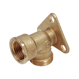 R572R — Duvar destekli 90° dirsek bağlantı parçası, dişi vida ve döşeme adaptörü bağlantılı