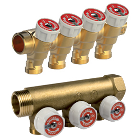 R585C — Kesme vanalı ve manuel volanlı modüler manifolt