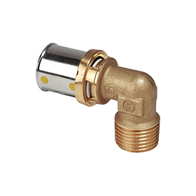 RM127-G — 90° dirsek bağlantı parçası, erkek vidalı, Multigas sistemi için